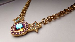 Vtg Kirks Folly Aurora Borealis Brilliant Rhinestone Gold Tone Necklace 18 "