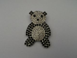 Vintage Panda Bear Brooch Made With Swarovski Crystals