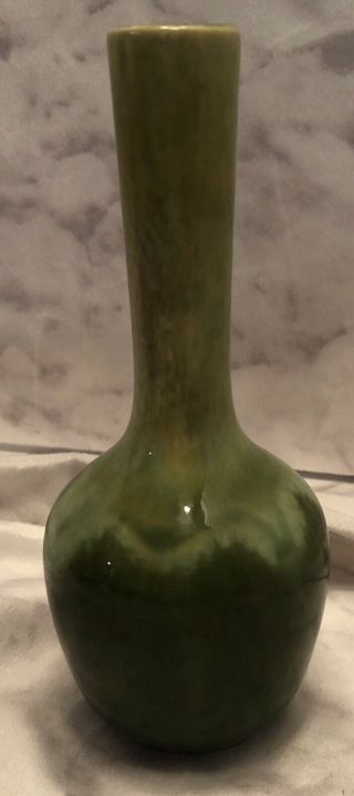 Royal Haeger Marked Vintage Pottery Ceramic Vase Green With Touches Of Blue Gold