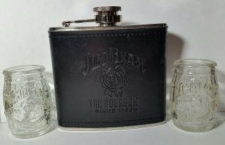 Vintage Jim Beam Whiskey Shot Glasses 1oz 200th Anniversary - Jim Beam Flask 5oz