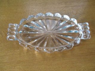 Vintage Heisey Clear Glass Crystolite Pattern Tray For Creamer And Sugar Bowl