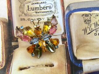 Vintage Brooch 1950’s Bohemian Coloured Crystal Butterfly Costume Jewellery