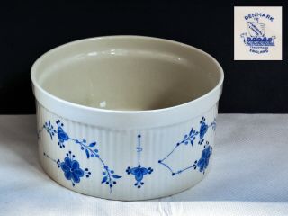 Vintage Furnivals Blue Denmark Pattern 15cm Diameter Souffle Dish.  Ceramic