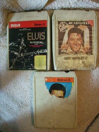 3 Vintage 8 Track Stereo Tape Cartridges By Elvis