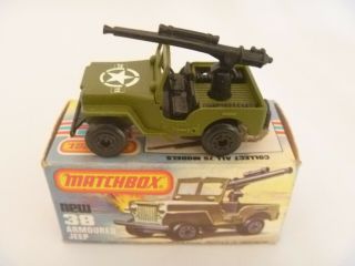 Vintage Lesney Matchbox Superfast Boxed Armoured Jeep