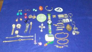 Vintage To Now Junk Drawer Jewelry Disney Watches Earrings 1.  3 Lbs