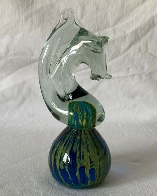 Vintage Maltese Malta Art Glass Mdina Seahorse Paperweight
