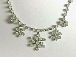 Vintage Art Deco Articulated Paste Glass Crystal Flower Swedge Set Necklace