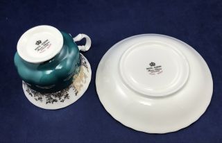 Vintage Royal Albert Regal Series Tea Cup and Saucer Green White & Gold 4