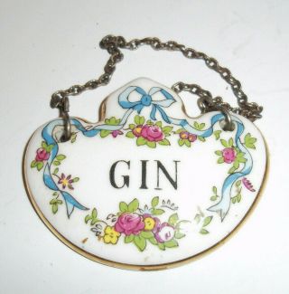 Vintage Porcelain Crown Staffordshire Decanter Label - Gin