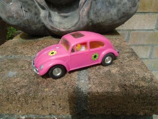 Vintage Vw Beetle Plastic Friction Toy Car Made In Hong Kong Ch Toys 607