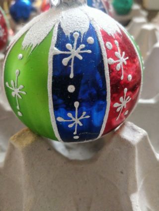 Vintage traditional size Hand Painted mica glass Christmas Balls Ornaments Radco 3