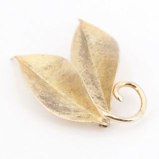 Vtg Sterling Silver - Napier Leaf Leaves Vine Gold Brooch Pin - 13g