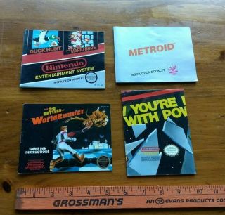 3 Old Vtg Nintendo Nes Instruction Booklets Metroid World Runner Duck Hunt,