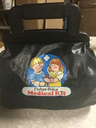 Vintage 1987 Fisher Price Medical Kit W/accessories Doctor Bag Pretend Nurse