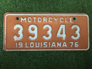 Vintage 1976 Louisiana Motorcycle License Plate -