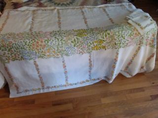 Vintage Antique Tablecloth And Napkins 40s 50s? 67 1/2 By 49 1/2 6 Napkins