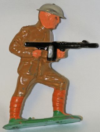 Vintage Manoil Wwi Army Military Infantry Patrol W/tommy Gun Lead Toy Soldier