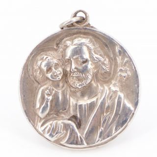 Vtg Sterling Silver - Creed St.  Christopher Catholic Religious Medal Pendant 9g