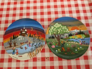 Vintage 2 Poole Pottery Plates 421 Spring 1 & 424 Winter 1 // 60 - 70s Vgc 6 "