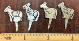 4 Vintage Antique White Mule Tobacco Tag Lithographed Tin USA 3