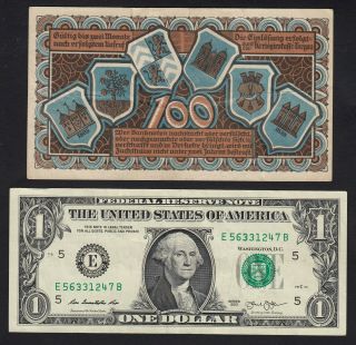 1922 100 Mark Torgau Germany Old Vintage Early Emergency Money Banknote Rare Vf