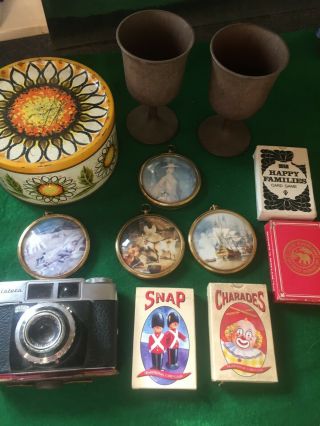 Joblot Of Interesting Vintage Items Including Camera,  Playing Cards Etc
