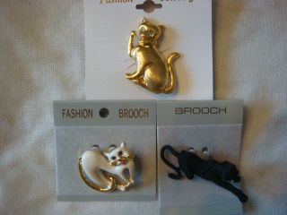 Cats [three] Vintage Fashion Jewelry Brooches