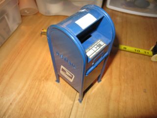 Vintage Us Post Office Blue Metal Coin Bank Mailbox Postal Collectible