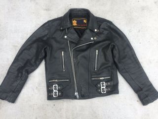 Vintage Jts Leather Biker Jacket Size Uk 40