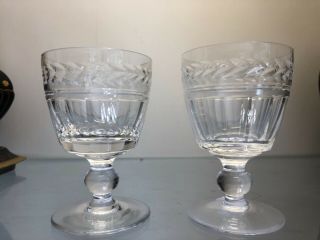 2 Exquisite Vintage Exquisite Stuart Wine Crystal Cut Glass Goblet