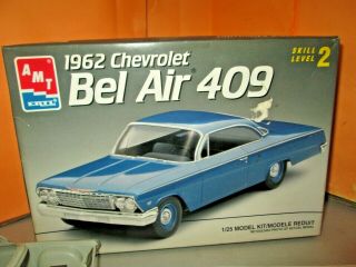 Vintage Amt 1962 Chevrolet Bel Air 409 Model Kit 8716 1:25 Open