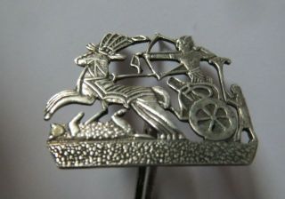 Vintage Hallmarked Silver Single Cufflink Egyptian Royal Chariot Horse & Rider 3