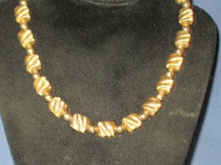 Vintage Signed MONET Gold - Tone Metal Bead On Chain Necklace 2