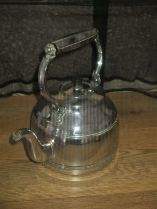 VINTAGE FRENCH ALSA COPPER CHROME STOVE TOP KETTLE SWING HANDLE 2.  5LT STAMPED 2