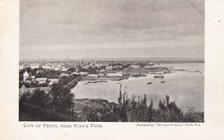 Vintage Postcard The City Of Perth From Kings Park Western.  Australia 1900s