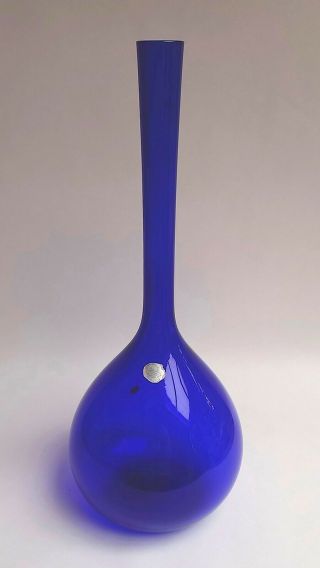 Vintage Gullaskruf Cobalt Blue Vase 33.  5 Cm