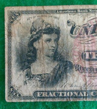 Vintage 1863 United States 10 cents Paper Money National Bank Note Company NY 2