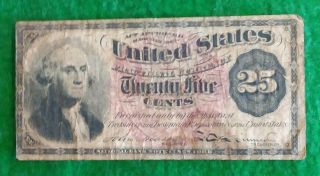 Vintage 1863 United States 25 Cents Paper Money National Bank Note Company Ny