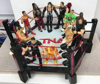 Tna Impact Wrestling Ring 18.  5 " With Various Figures Modern & Vintage 141