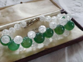 Vintage 1980s Jade & Crystal Bracelet