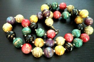 Stunning Vintage Estate Chunky Colorful Beaded 35 " Necklace 5425o