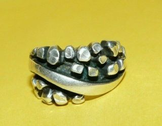 Vtg Mid - Century Modernist Brutalist Sterling Silver Abstract Design Ring Size 6