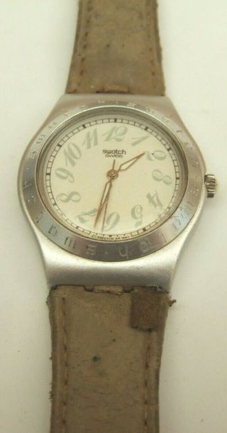 Vintage Swatch Irony Aluminium Silver Colour Leather Strap