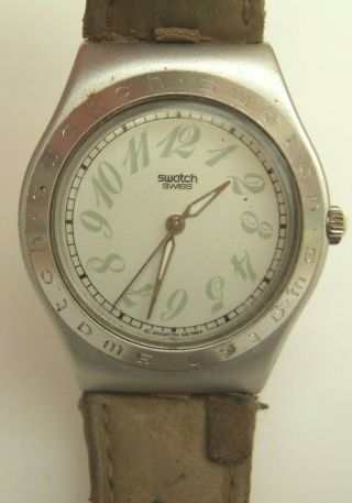 Vintage Swatch Irony Aluminium Silver Colour Leather Strap 2