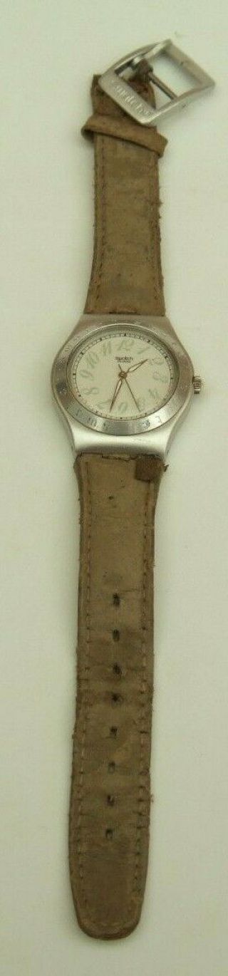 Vintage Swatch Irony Aluminium Silver Colour Leather Strap 3