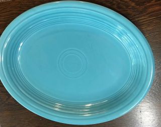 Vintage Fiestaware Turquoise Oval Platter 12 1/2 "