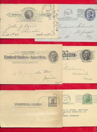 6 Vintage Usps Postal Cards