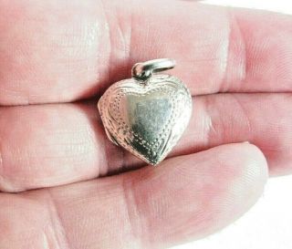 Vintage 925 Sterling Silver Engraved Heart Shaped Locket