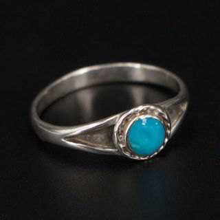 Vtg Sterling Silver - Navajo Signed Braided Turquoise Stone Ring Size 5.  5 - 1.  5g